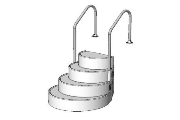 The Above Ground Drop In Step with Grab Rails