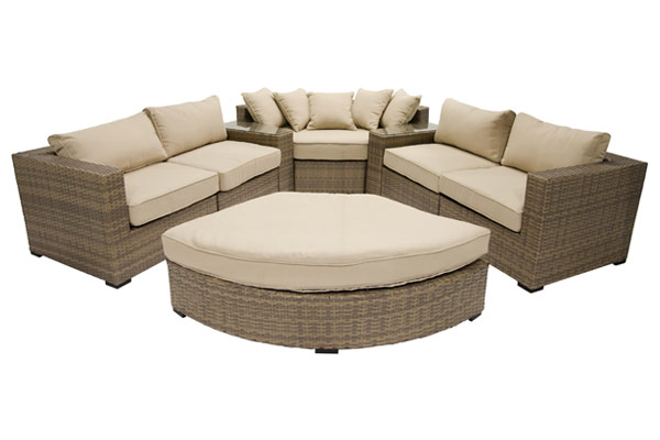 Beige 8 Piece Curved Sectional