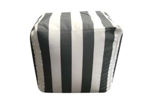 Modish Square Ottoman Dark Grey Stripe