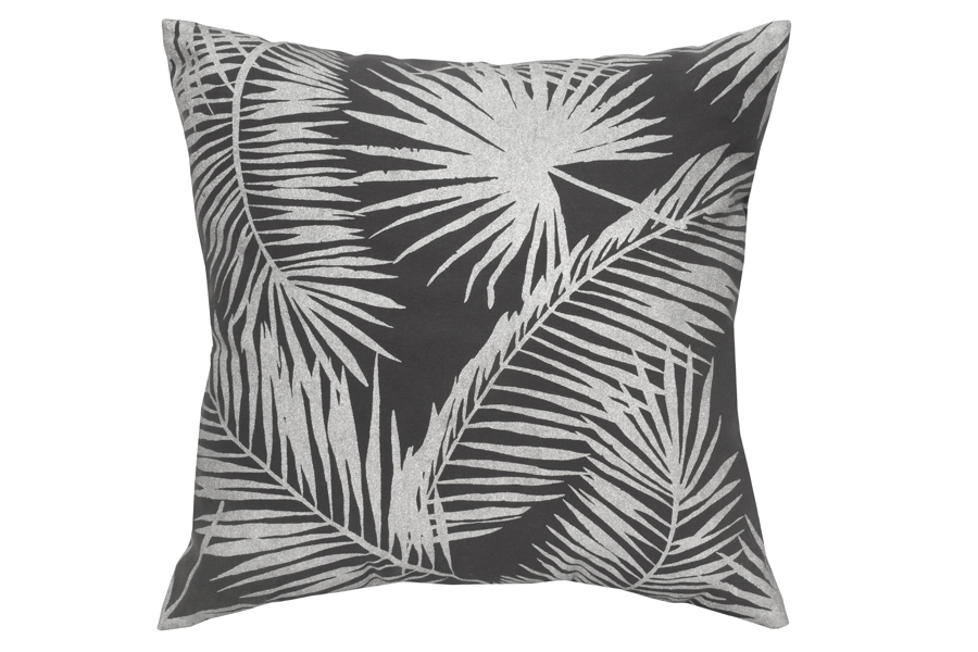 Silver Palm Leaf Pillow