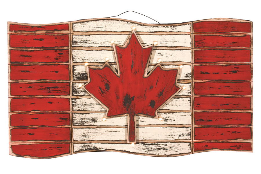 LED Canada Flag Wood