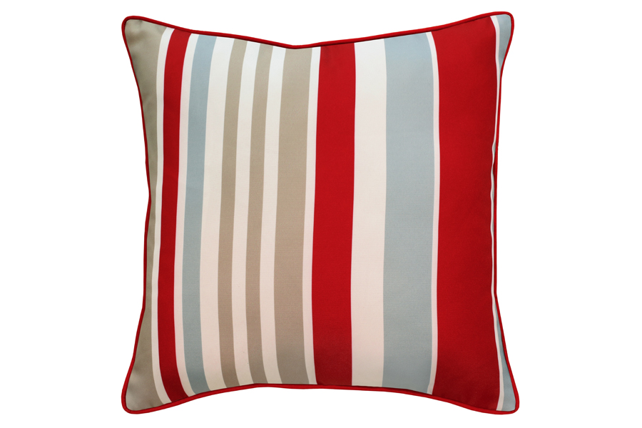 18″x18″ Red, Grey & Taupe Stripe