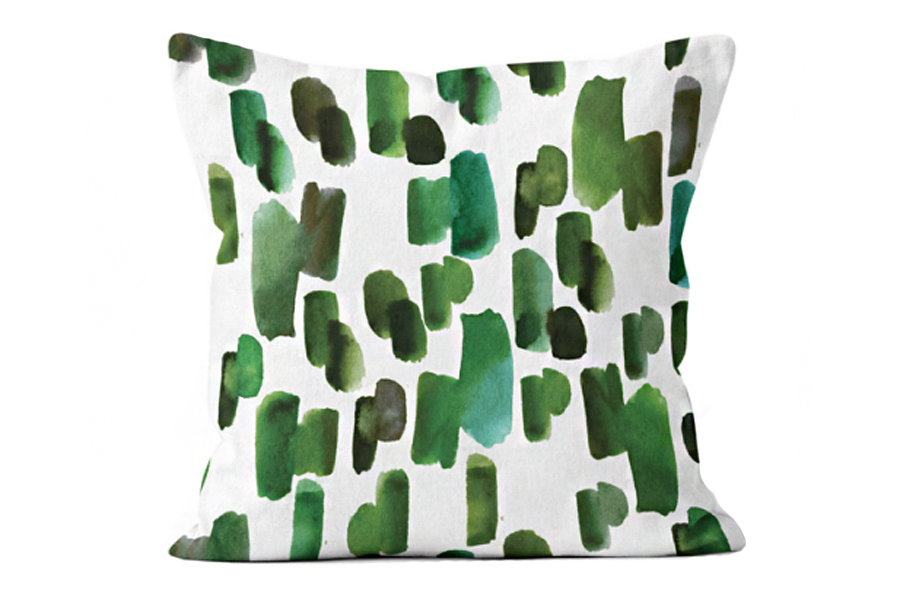 Watercolour Rain Blue/Green Pillow