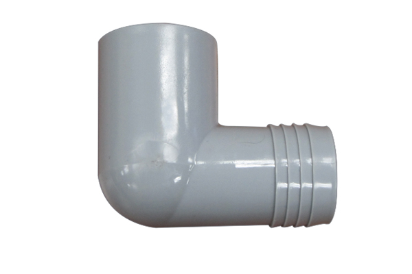 PVC SCH 40, 90 Degree Elbow 1 1/2″ Socket Male Insert (SPIG) X 1 1/2″ Barbed