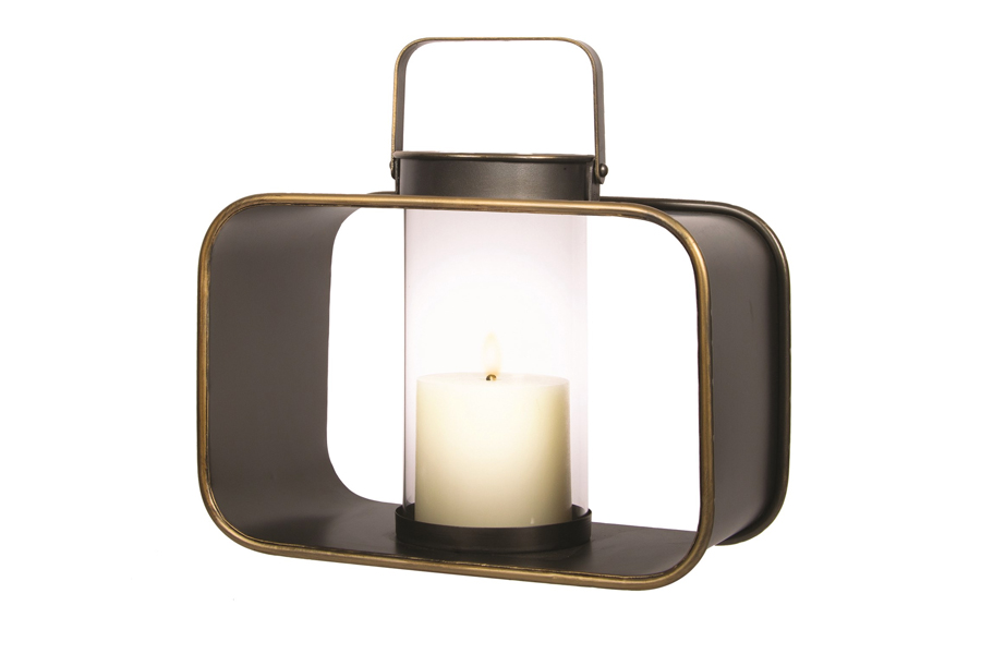 13″ x 7″ Black With Gold Candleholder