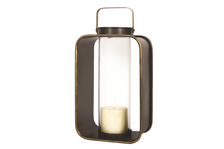 10" x 7" Black With Gold Candleholder