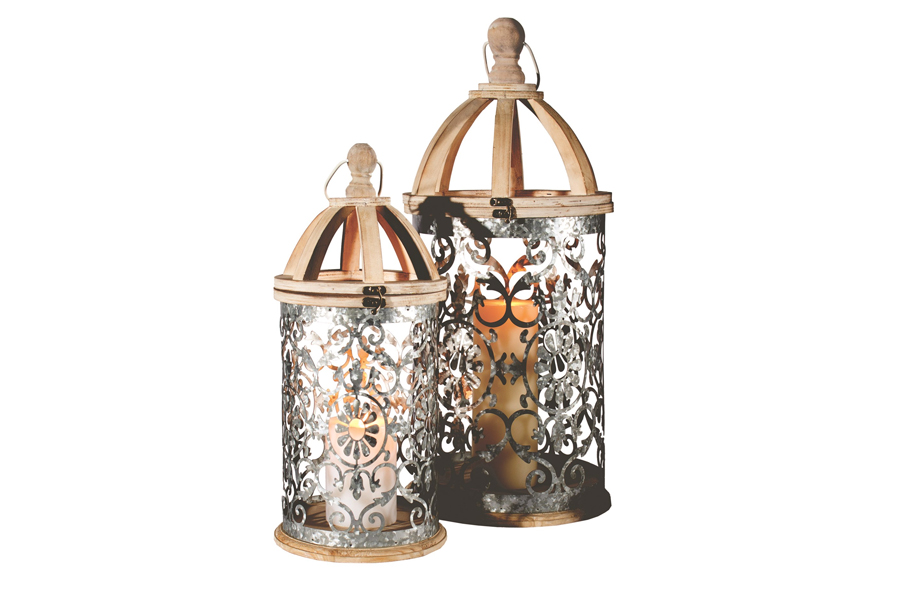 2 Flower Metal Stamp Lantern Set