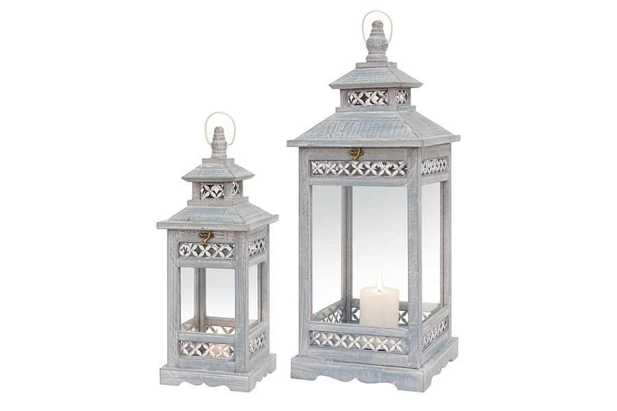 Square Blue Lantern Set