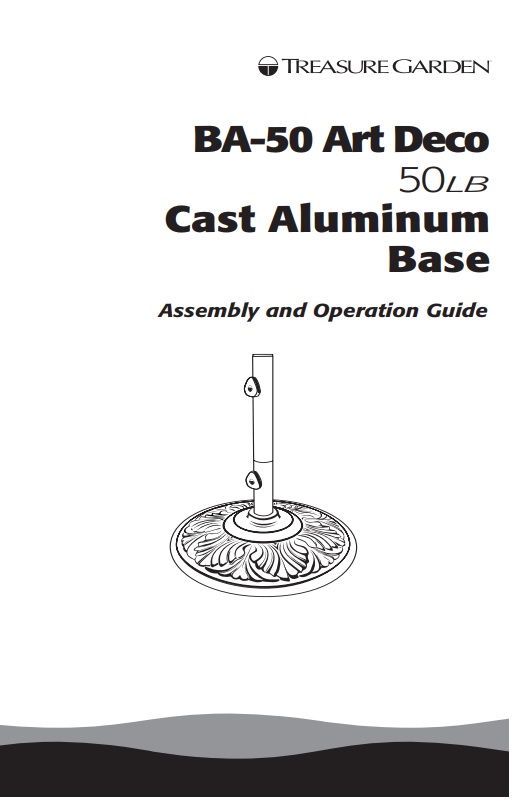 ﻿Treasure Garden BA-50 Art Deco Cast Aluminum Base
